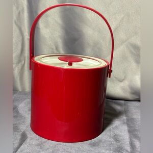 Vintage Red Ice Bucket GEORGES BRIARD Vinyl MCM Storage Decor Plastic